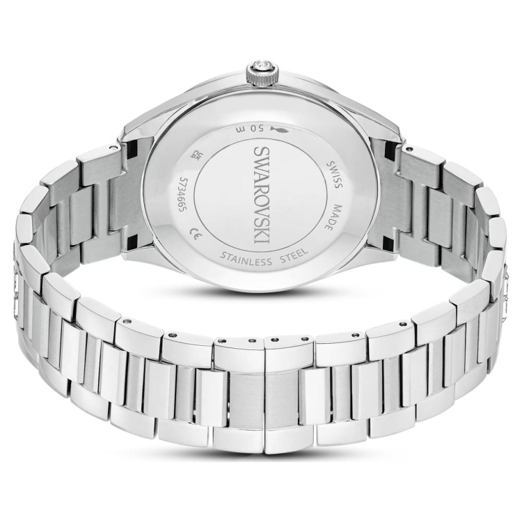 Matrix date watch Swiss Made, Metal bracelet, Silver tone, Stainless steel